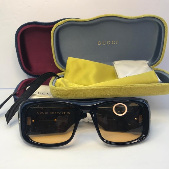 New 💯 Original Gucci Yellow Square Unisex Sunglasses GG1251S 001 - Picture 14 of 17